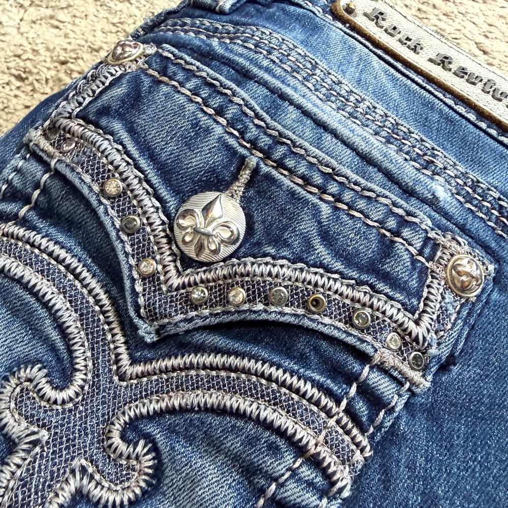 Rock Revival Jeans Womens Size 25 Drew Distressed Low Rise Y2K Medium Blue Denim - Picture 4 of 12